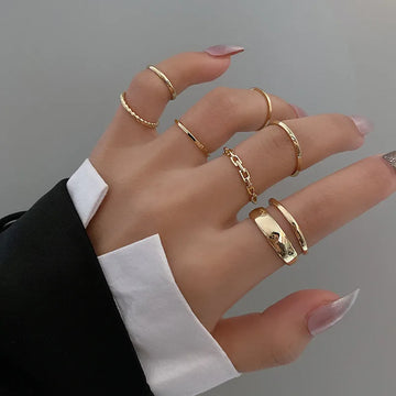 7 Piece Trendy Fashion Ring Set