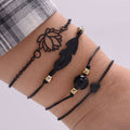 Feather & Lotus Charm Bracelet Set