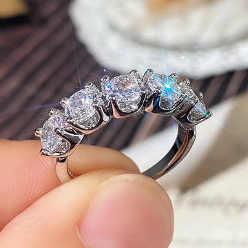 Elegant Single Row Lab Moissanite Ring