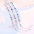 Silver Blue Zircon Lovers Bracelet