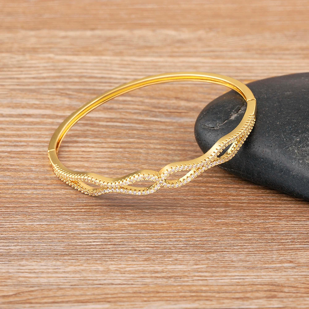 Nidin Light Luxury Crystal Round Bangles