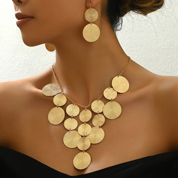 Handmade Platinum-Plated Disc Jewelry Set