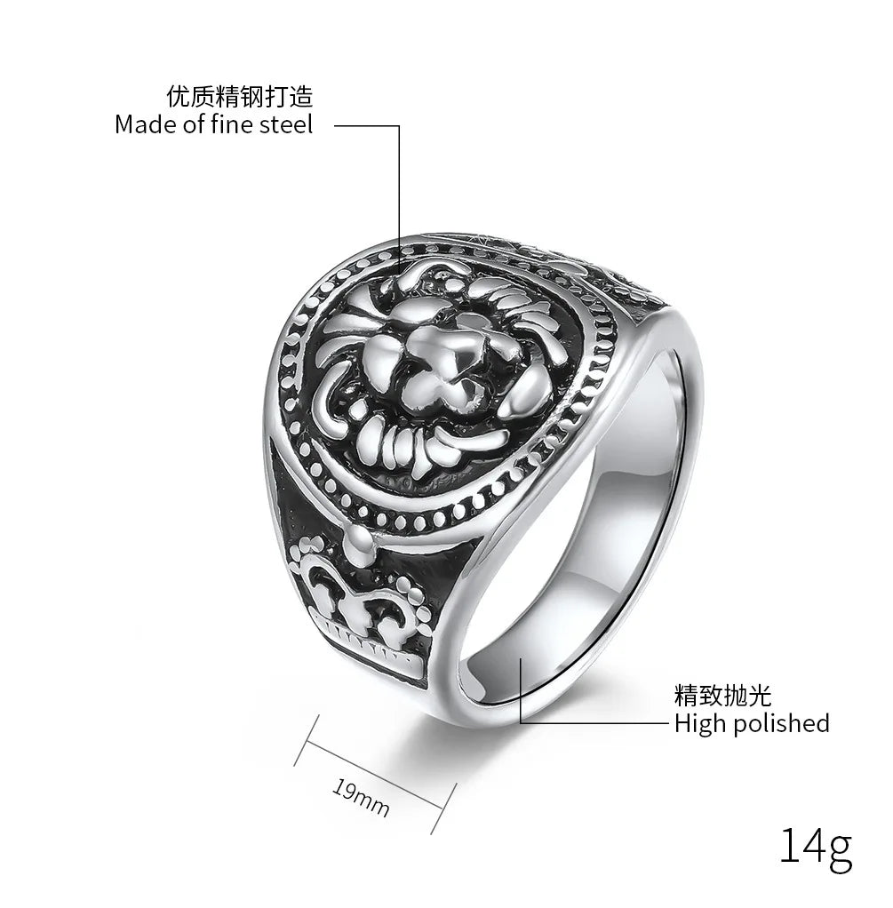 Lion Head Stainless Steel Men’s Ring