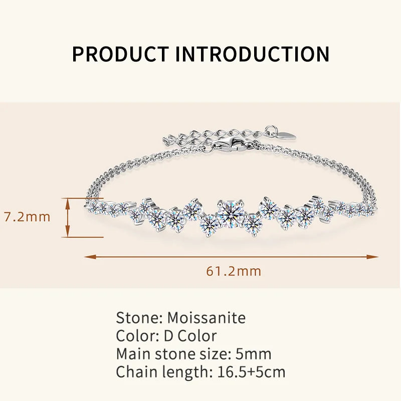 Moissanite Adjustable Double Chain Bracelet