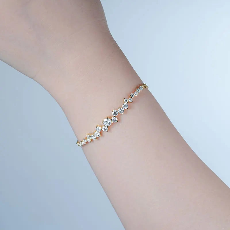 Moissanite Adjustable Double Chain Bracelet