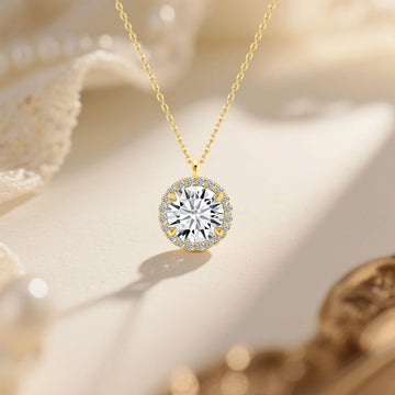 14K Real Gold Moissanite Diamond Necklace