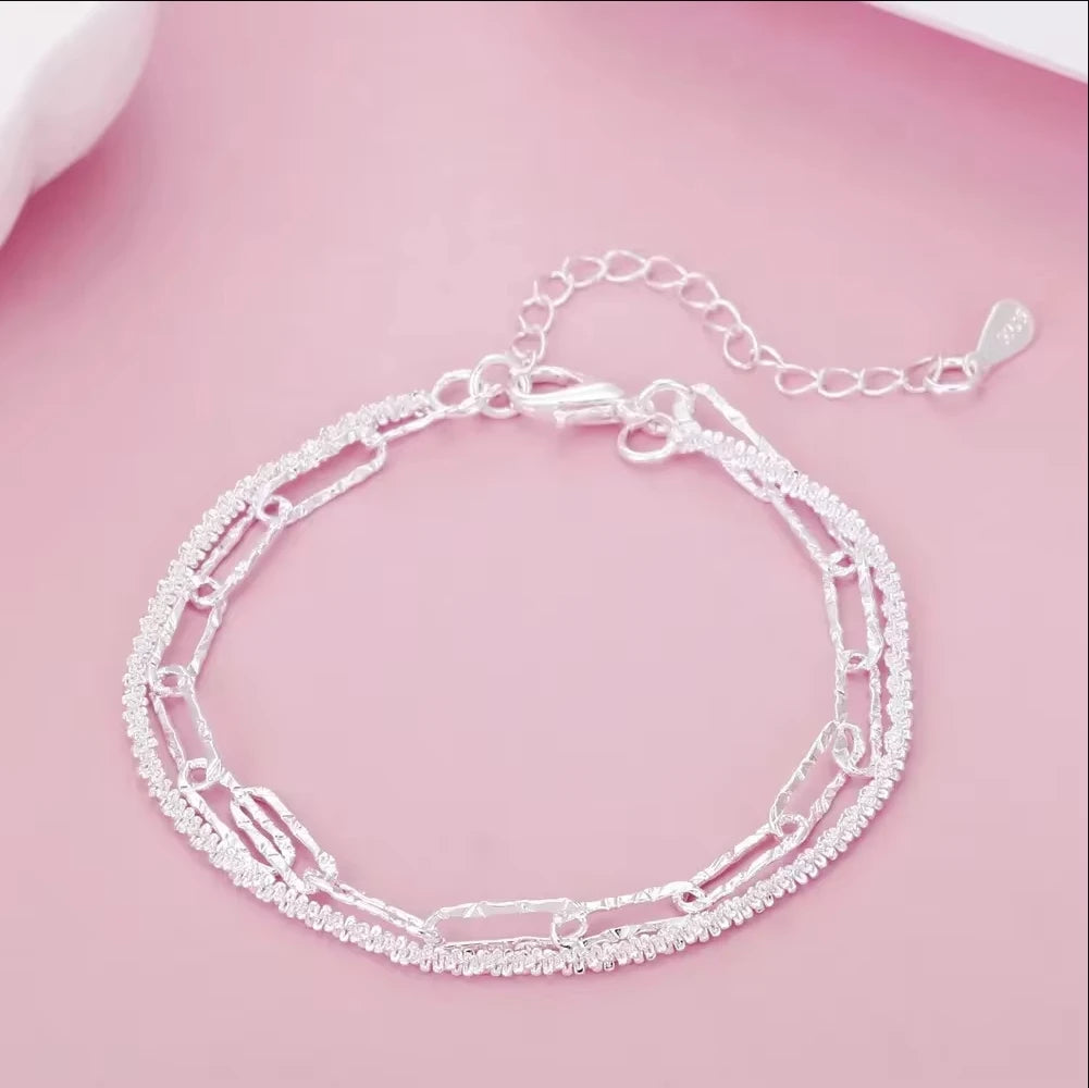 Sterling Blue Crystal Charm Bracelet