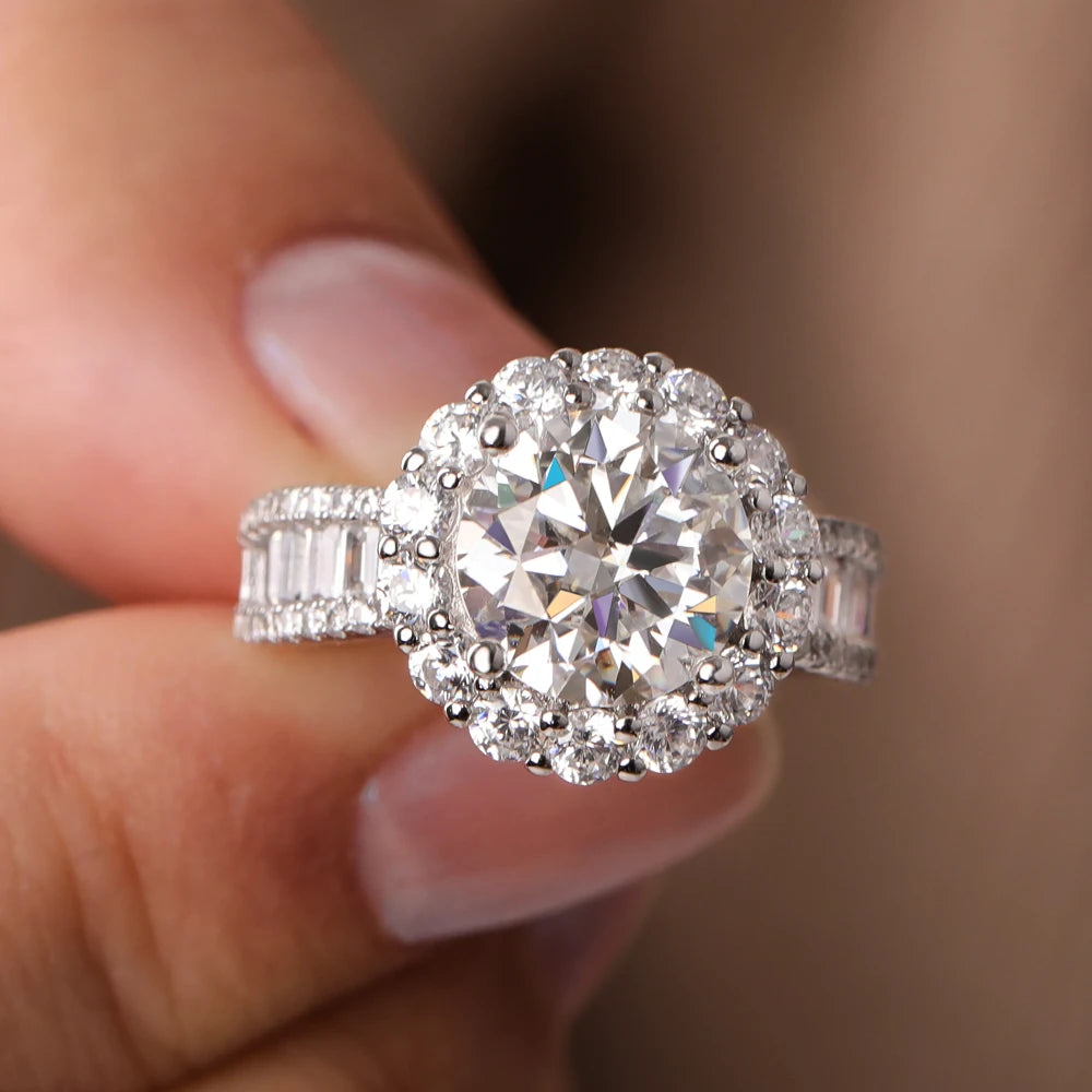 Moissanite Flower Halo Ring