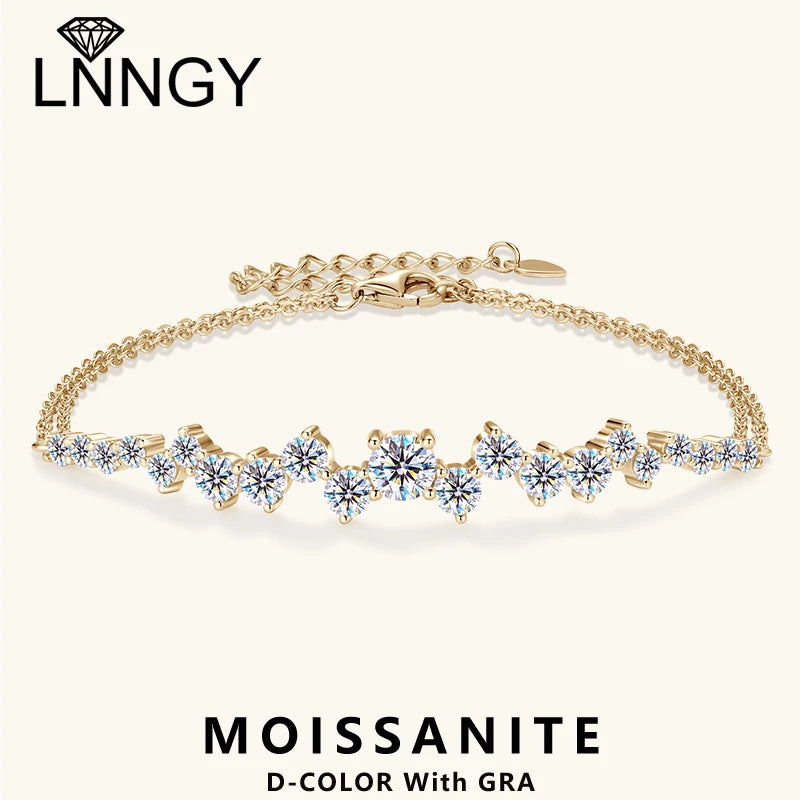 Moissanite Adjustable Double Chain Bracelet