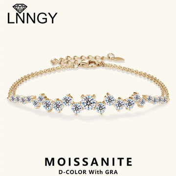 Moissanite Adjustable Double Chain Bracelet