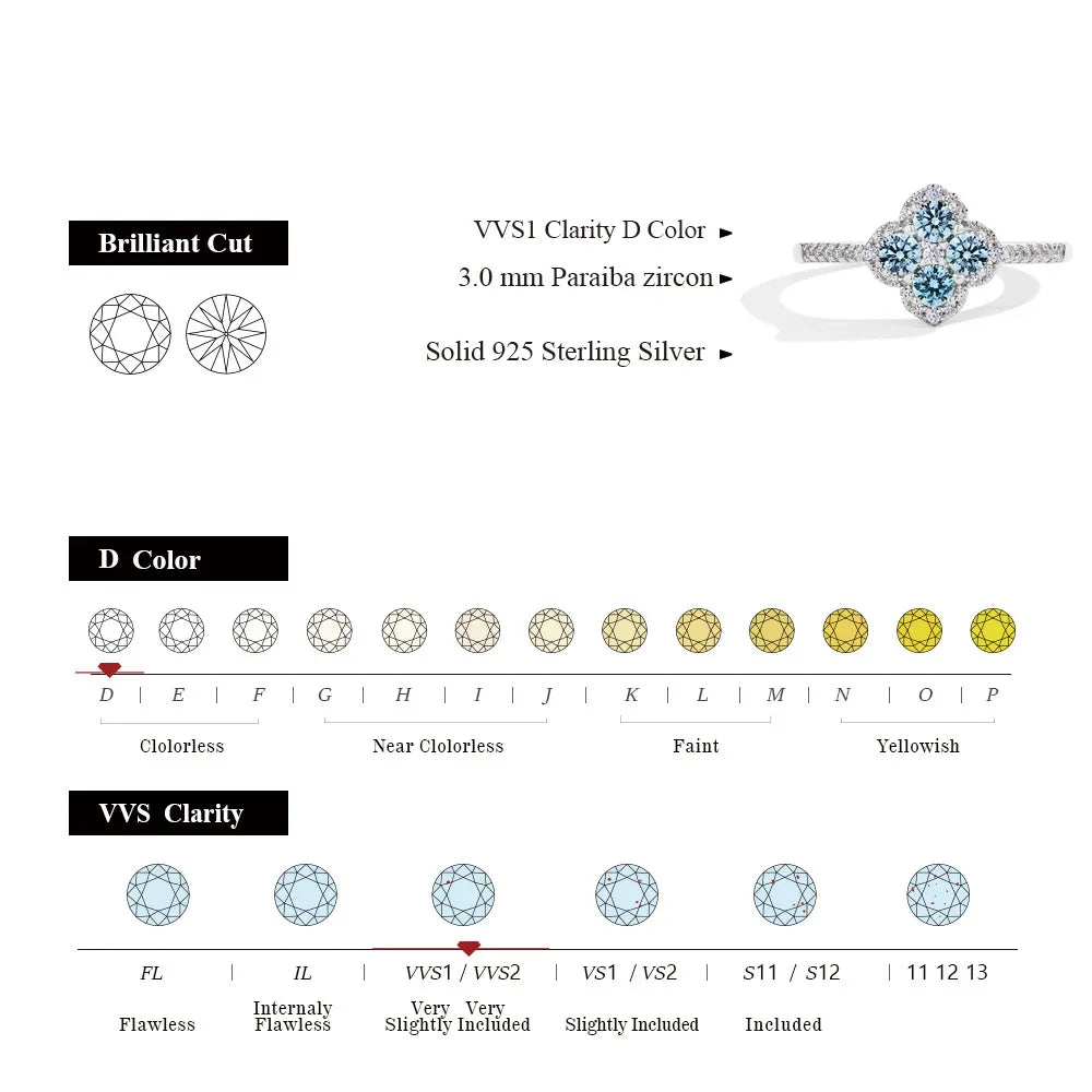 ATTAGEMS Classic D VVS1 Moissanite Ring