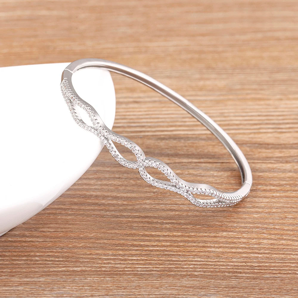 Nidin Light Luxury Crystal Round Bangles