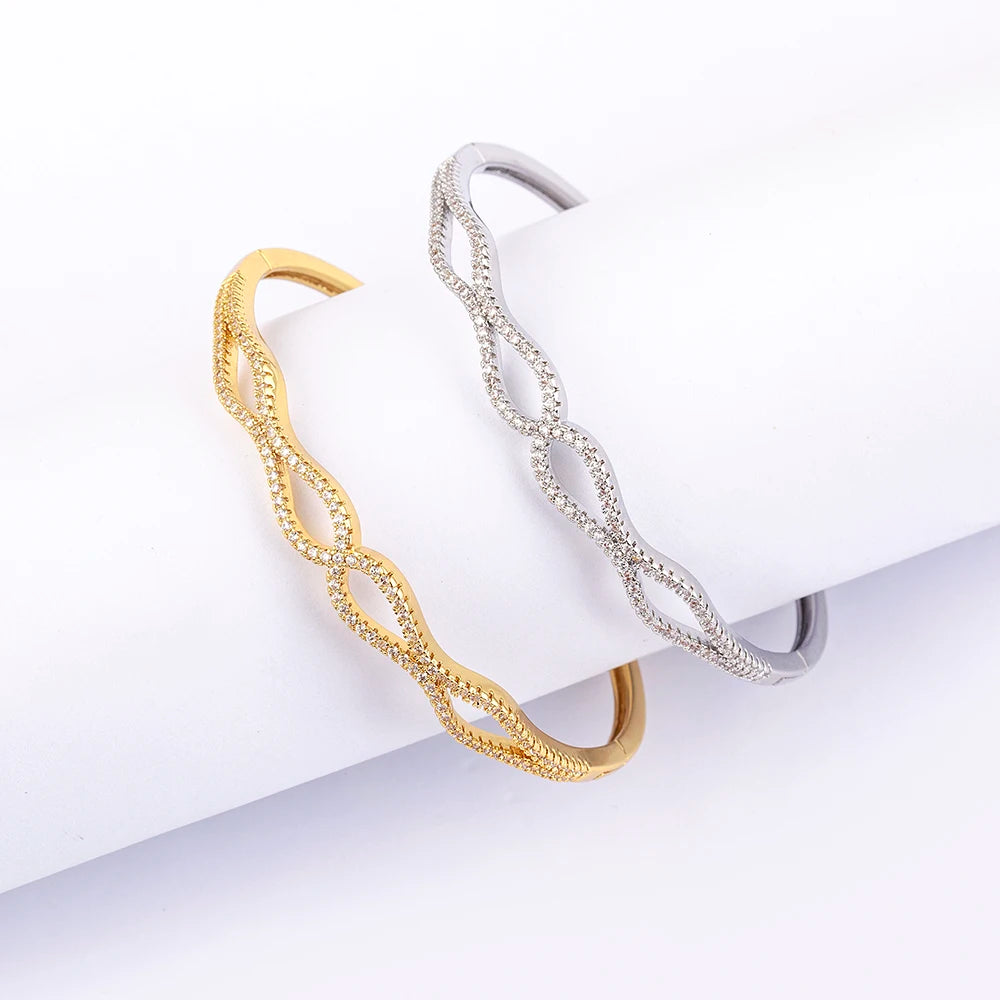 Nidin Light Luxury Crystal Round Bangles