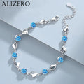 Sterling Blue Crystal Charm Bracelet