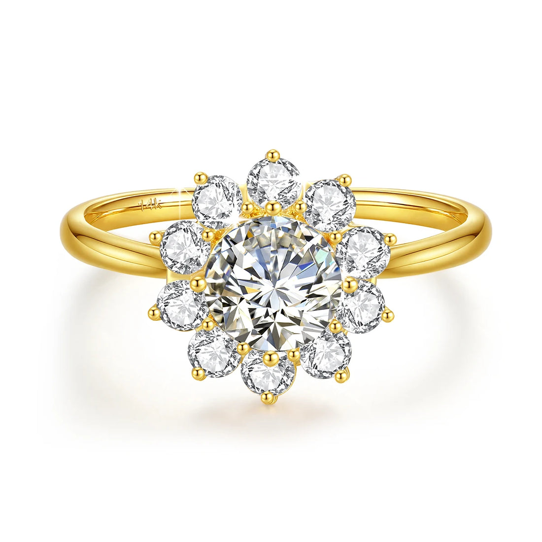 14K Gold Flower Moissanite Diamond Ring