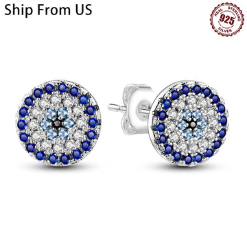 Sterling Silver Blue Magic Eye Stud Earrings