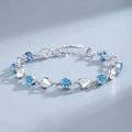 Silver Blue Zircon Lovers Bracelet