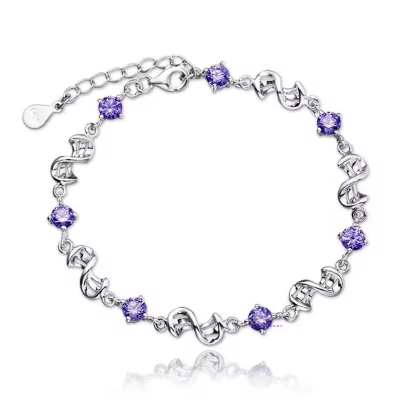 Sterling Blue Crystal Charm Bracelet