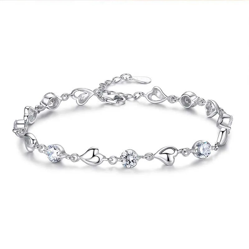 Silver Blue Zircon Lovers Bracelet